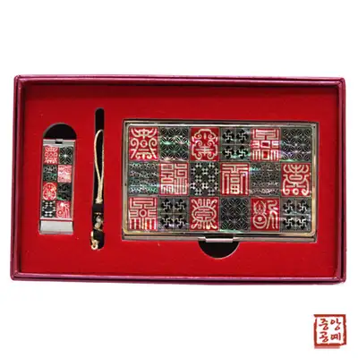 Mother-of-pearl Business Card Case with USB Set (Longevity and Blessing Pattern) 8GB/16GB