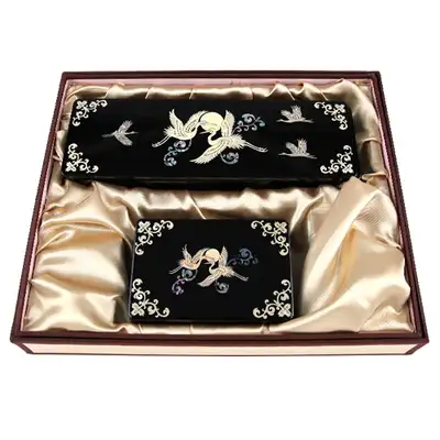 Twin Cranes Matte Business Card and Pen Holder Set - O Myung-ho Artwork
