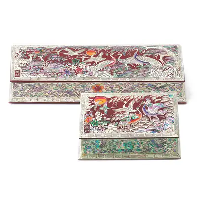 Pine and Crane Embroidered Business Card and Pen Case Set - Kim Young-man