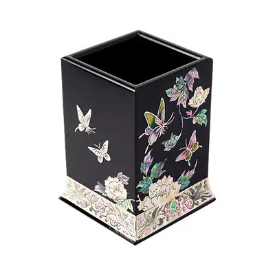 Butterfly Glossy Square Pencil Holder