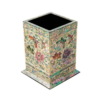Peony Butterfly Square Pencil Holder