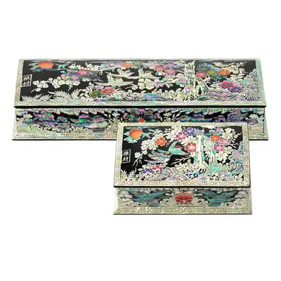 Plum Blossom Embroidery Business Card Case and Pen Case (Black) Set - Kim Young-man