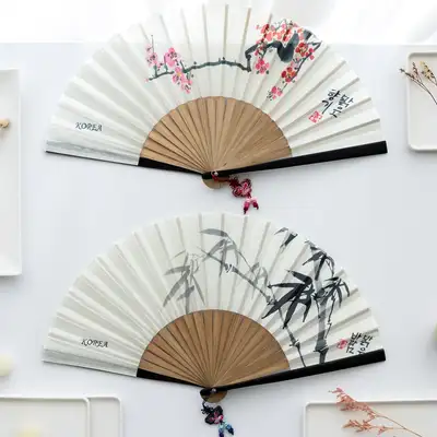 Korean Traditional Bamboo Silk Folding Fan - Korea Souvenir Gift for International Visitors