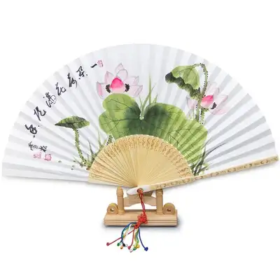 Jeonju Folk Hanji Traditional Fan - Lotus Flower