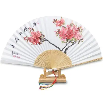 Jeonju Folk Art Hanji Traditional Fan - Azalea