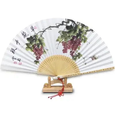 Jeonju Folk Fan Traditional Hanji Fan - Grape