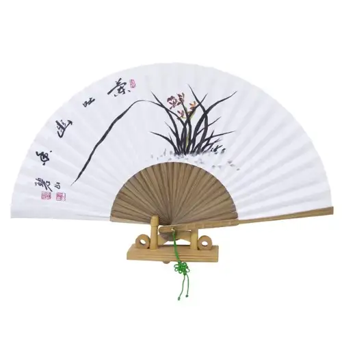 韩纸乌竹传统折扇-兰花大号 — 1