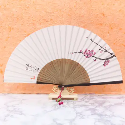 Ink Wash Painting Four Gentlemen Korean Paper Folding Fan - Plum Blossom, Orchid, Chrysanthemum, Bamboo