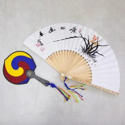 Small Taegeuk & Folk-Style Fan Set (Orchid)
