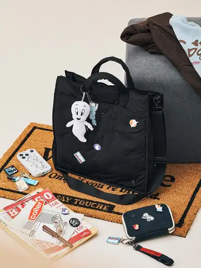 Collé Milk Tote Bag L Shade Black