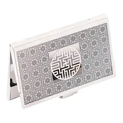 Wanja Pattern Gold-Plated (Silver) Metal Business Card Case - B Type