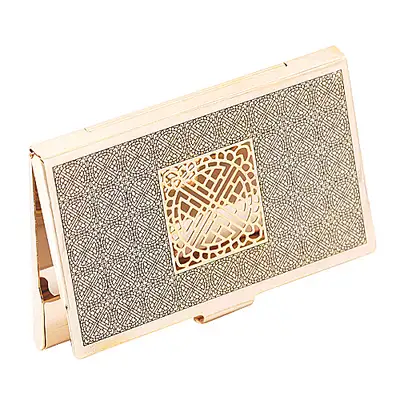 Swastika Pattern Gold-Plated Metal Business Card Case - A Type