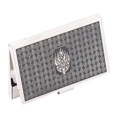 Royal Crown Patterned Silver Plated Metal Business Card Case