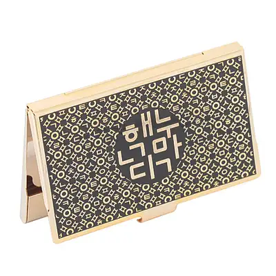 Hangul & Republic of Korea Design Gold-Plated Metal Business Card Case