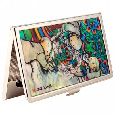 Natural Mother-of-Pearl Business Card Case (Dongja Seung Pattern)