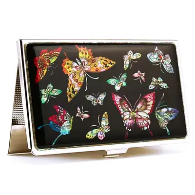 Premium Mother-of-Pearl Business Card Case (09_Butterfly-Black)