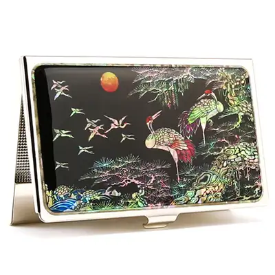 Premium Mother-of-Pearl Business Card Case (04_Crane and Pine_Color)