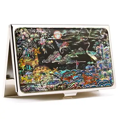 Premium Mother-of-Pearl Business Card Case (03_New Ten Longevity Symbols)