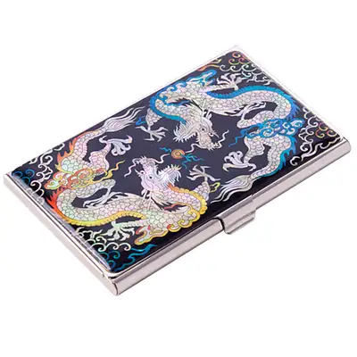 Natural Mother-of-Pearl Business Card Case (02_Twin Dragons)