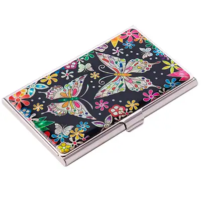 Natural Mother-of-Pearl Business Card Case (04_Flower Butterfly)