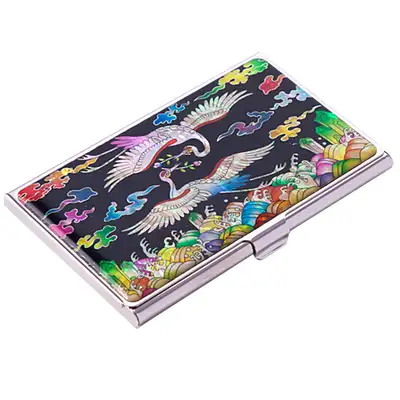 Natural Mother-of-Pearl Business Card Case (09_Royal Chest Badge Crane and Pine)