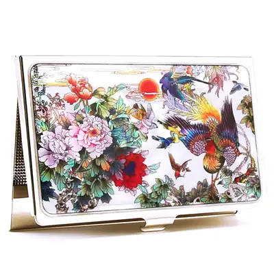 Premium Mother-of-Pearl Business Card Case (14_Phoenix Peony-White)