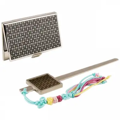 Hunminjeongeum Metal Business Card Case + Letter Opener 2-Piece Set (Silver)