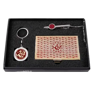 Three-Legged Crow 3-Piece Set (Business Card Case + Keyring + Tie Pin)
