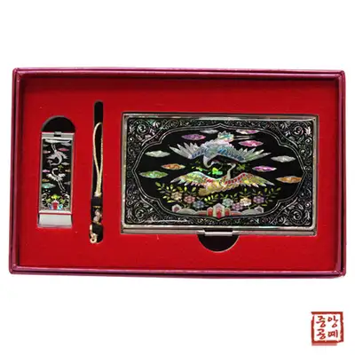 Mother-of-Pearl Business Card Case with USB Set (Insignia) 8GB, 16GB