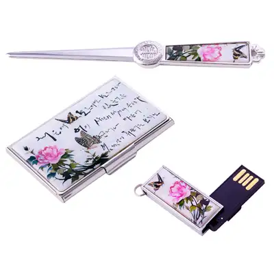 Mother-of-Pearl Business Card Case + Paper Knife + 8GB USB (05_Damhwa Butterfly)