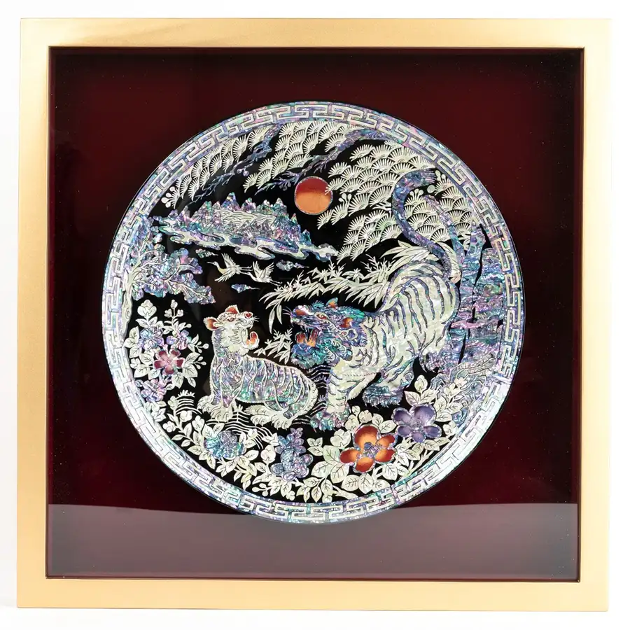 高级螺钿圆形盘框 (老虎) 金吉洙作品 — 1