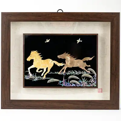 Premium Mother-of-Pearl Wooden Frame - Horses (Dual Horses Design) Extra Large