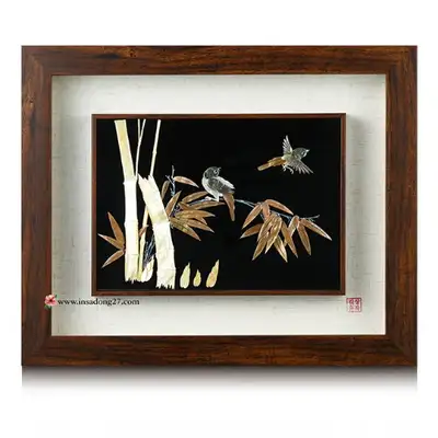 Premium Mother-of-Pearl Wood Frame Art - Bamboo Extra Large
