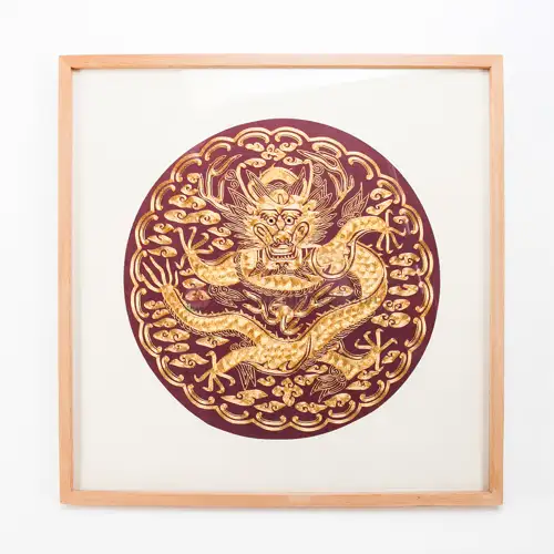 金线崔龙袍刺绣挂画 深紫色 (大)