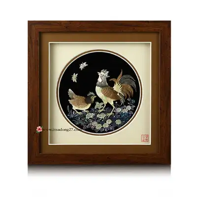 Premium Mother-of-Pearl Wooden Frame (Large) - Rooster