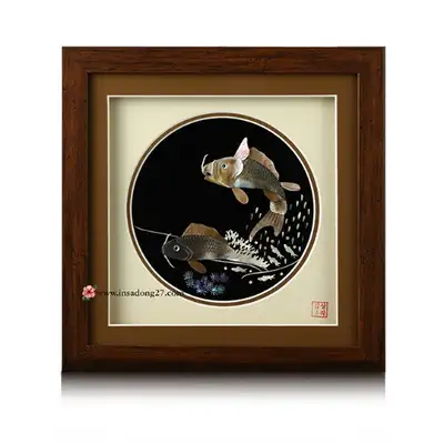 Premium Mother-of-Pearl Inlaid Wooden Frame (Large) - Fish