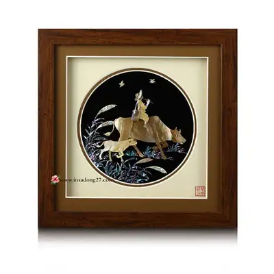 Premium Mother-of-Pearl One Panel Wooden Frame (Large) - Cowherd