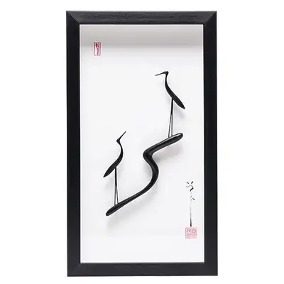一对鹤黑檀木工艺相框(大)-李东必作品
