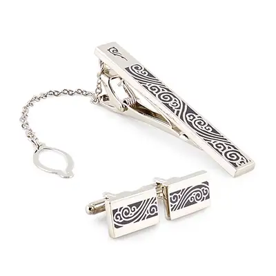 Cloud Pattern 2 Tie Pin & Cufflinks Set