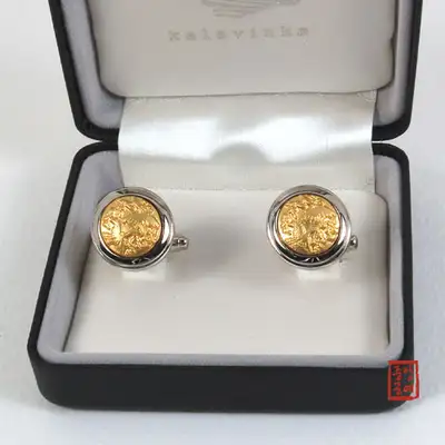 Cufflinks - Cloud and Crane Pattern