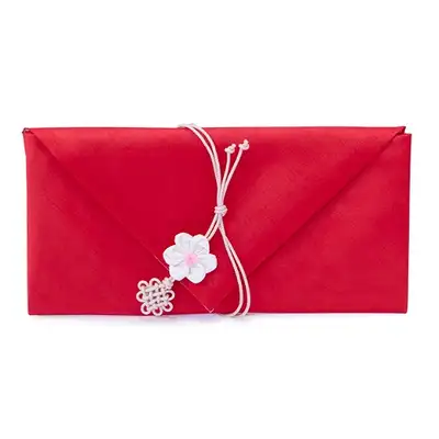 Silk Cash Gift Envelope (Flower Knot, Red)