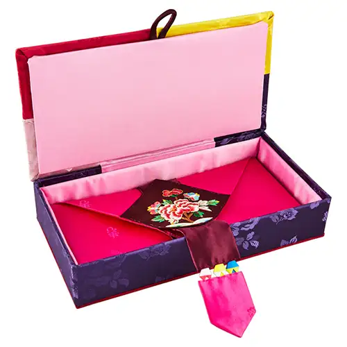 丝绸礼金盒 (花卉刺绣, A02) — 3