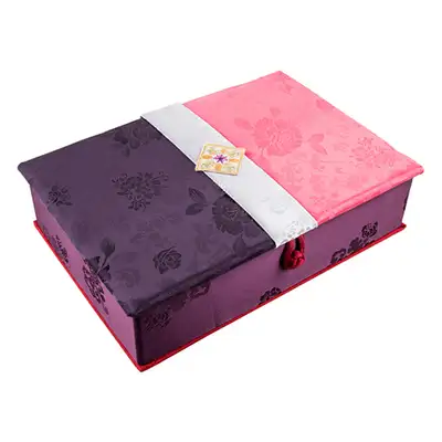 Silk Charm Betrothal Box with Flower Embroidery (Purple)