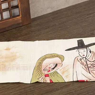 Folk Painting Handkerchief - Meeting Under the Moonlight