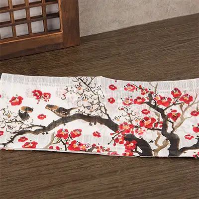 Folk Art Handkerchief - Plum Blossom