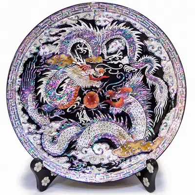 Premium Mother-of-Pearl Lacquerware Round Tray (Dragon) - Kim Gil-su