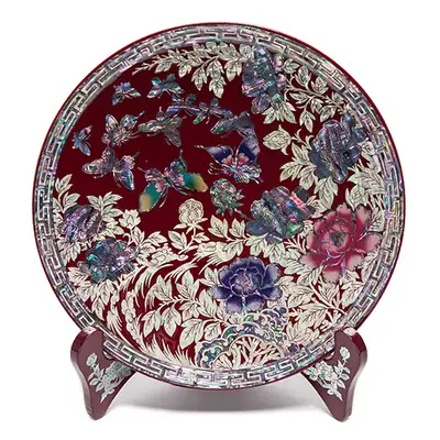 Peony Butterfly Round Tray Small