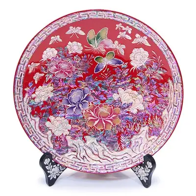 Peony Mother-of-Pearl Tray (Red)
