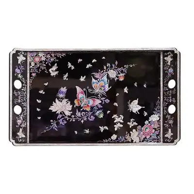 Mother-of-Pearl Flower and Butterfly Tray, Black (Large/Medium)