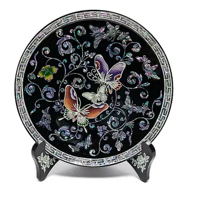 Danggcho Butterfly Round Tray Black Small